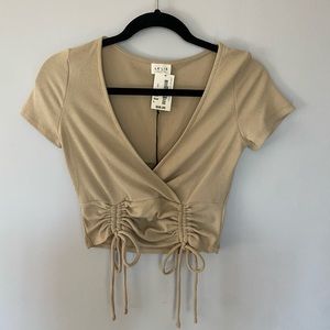LeLis Tan Crop Top Shirt: South Moon Under